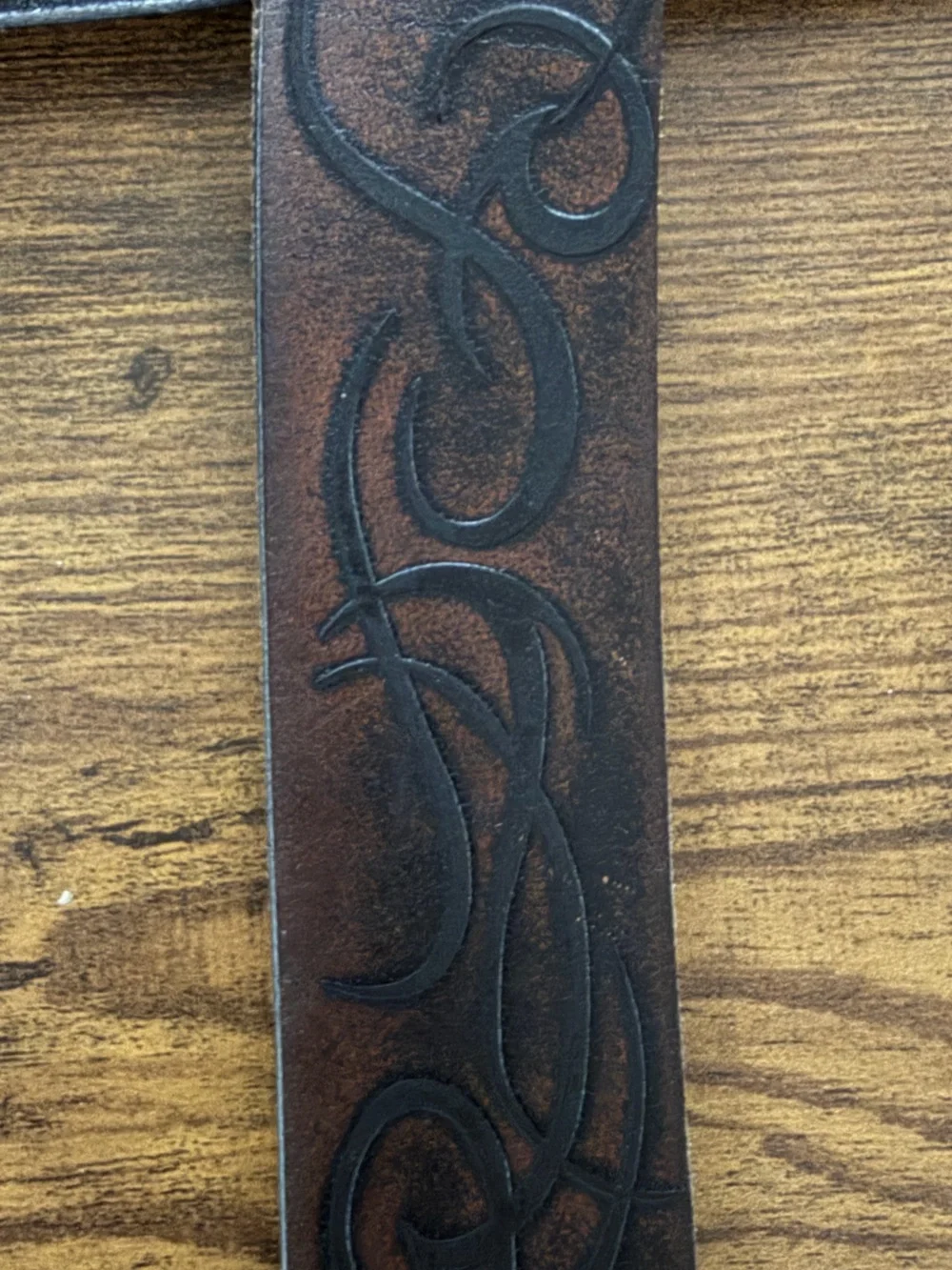 Bed Stu River Leather Belt Brown Tooled Distressed Buckle Size 34